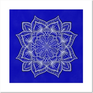 Paper cut blue mandala Posters and Art